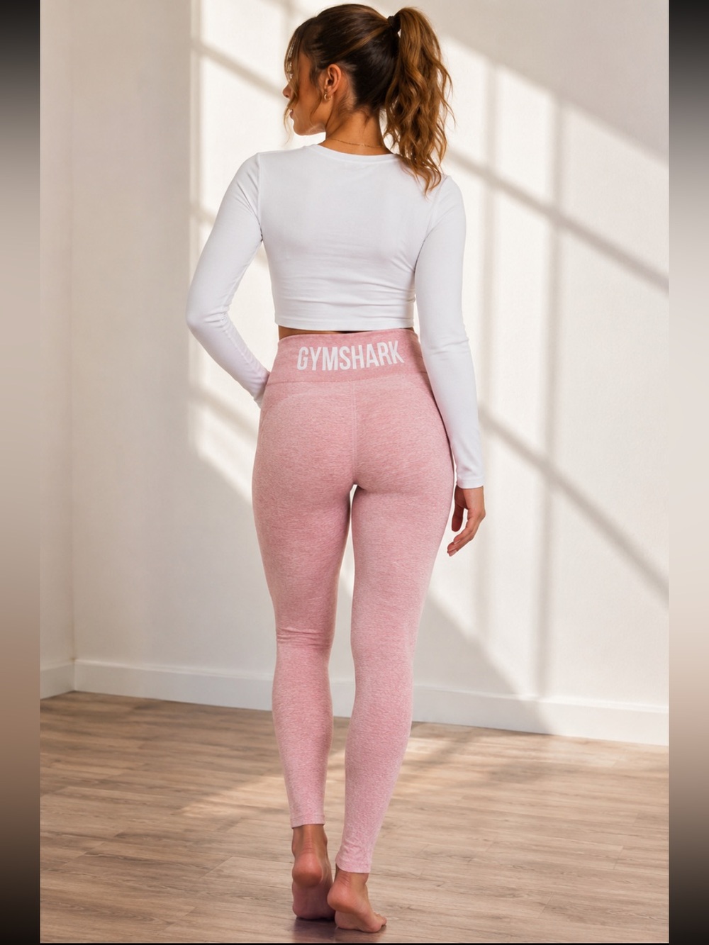 Gymshark Flex High Waisted Peach Leggings. Women’s Sz-M Sculpting | Mottled EUC